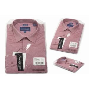 Rodem Club Slim Fit Heather Dress Shirt Mens M 15-15.5 Burgundy NEW Stretch